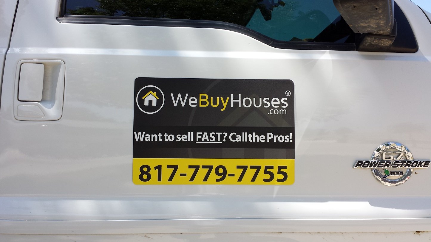 The We Buy Houses 12"x18" Car Magnet - Produced by BuildASign.com