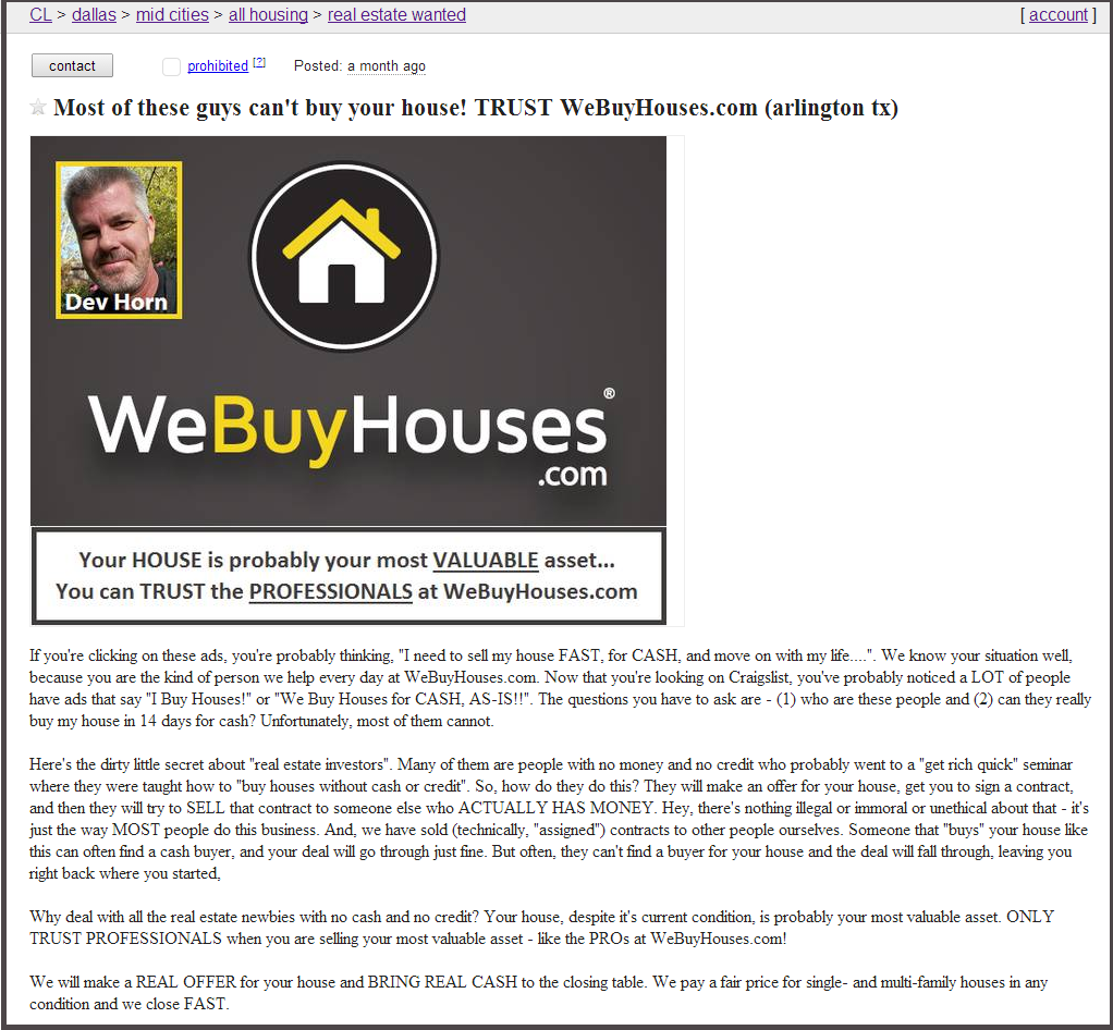 Craigslist Strategy | We Buy Houses Marketing Portal